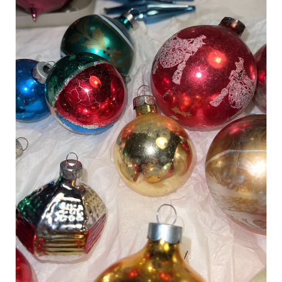 Vintage 1950's Mercury Glass Micah Christmas Ornaments Unmarked Shiny Brite #19 - Picture 5 of 12